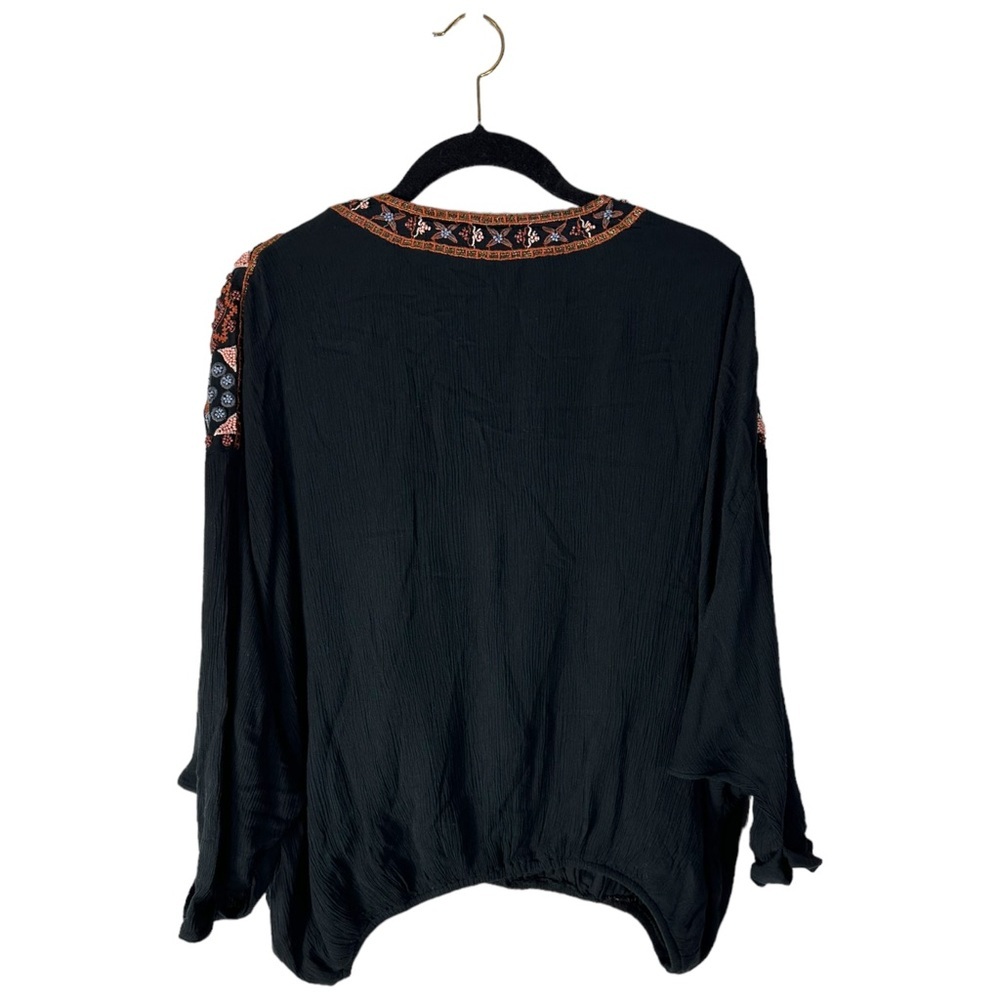 Free People Crescent Moon Embroidered Beaded Top Blouse SZ S - Picture 3 of 6